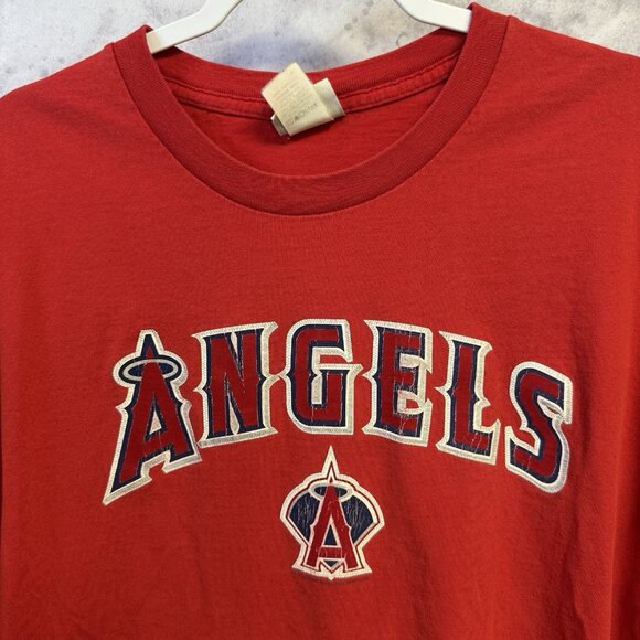 Vintage Anaheim Angels T Shirt Mens XL Red Los Angeles Lee Sport Y2K - Picture 1 of 10